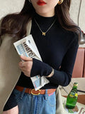 Sueter Feminino de Gola Alta Estilo Coreano — miniatura 6
